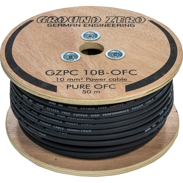 Ground Zero 10 mm² high quality OFC power wire 50m – black
