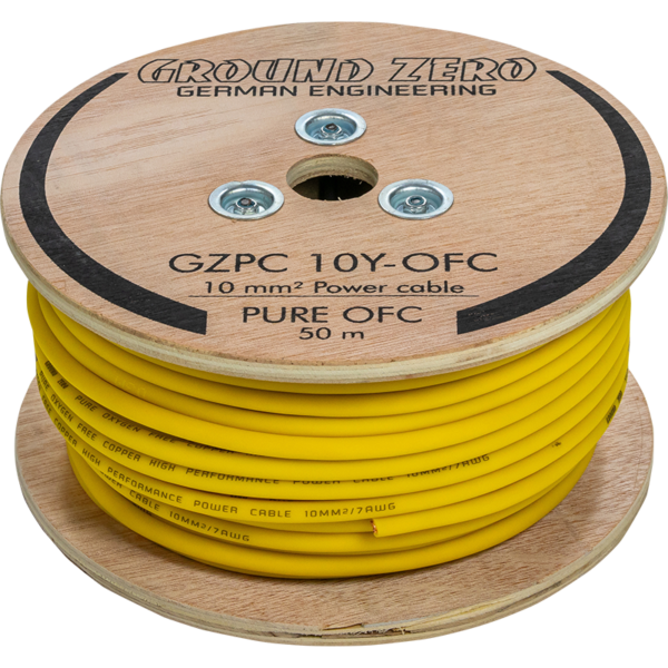 Ground Zero 10 mm² high quality OFC power wire 50m – yellow