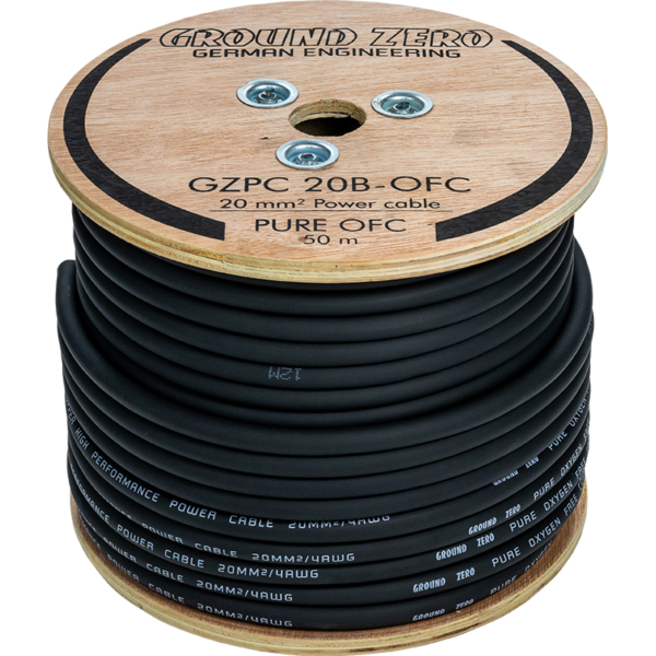 Ground Zero 20 mm² high quality OFC power wire 50m – black