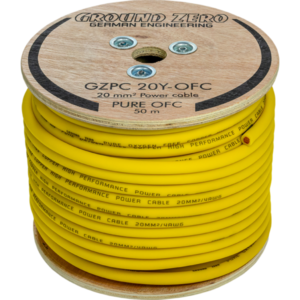 Ground Zero 20 mm² high quality OFC power wire 50m – yellow